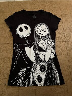 Disney Black The Nightmare Before Christmas Graphic Tee - White Print